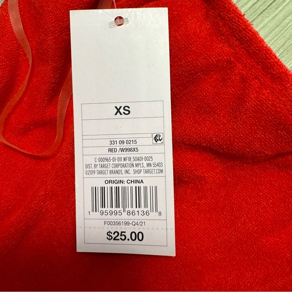 (NWT) Wild Fable Red Terry Cloth Romper Shorts Halter Neck Size XS - Picture 4 of 6